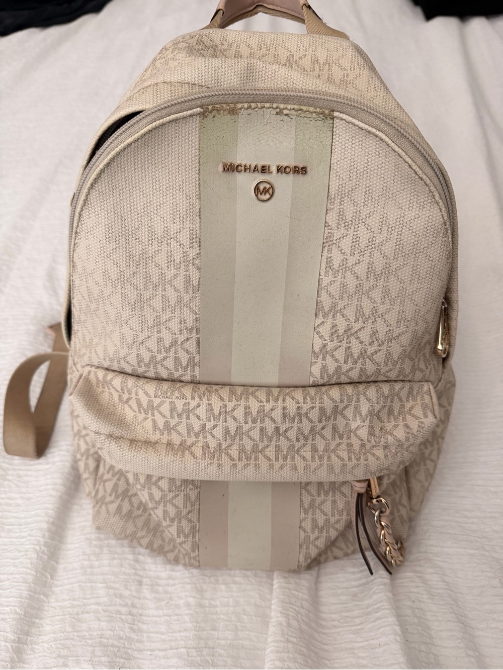 Michael Kors Beige and Cream Signature Mini Backpack